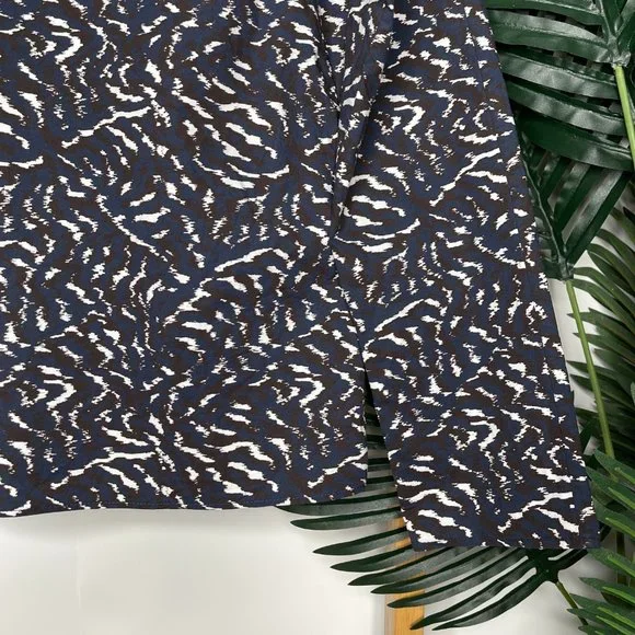 SOLD COS Blue Maroon Print Top Blouse Size 34 6 Cotton Frill Ruffle Long Sleeve - Picture 5 of 9